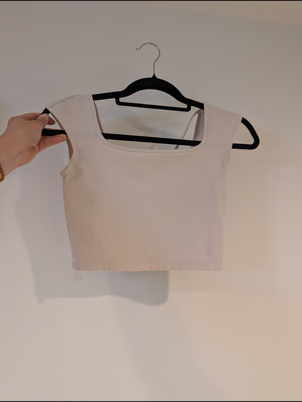 Square Neck Crop Tank Top in Light Pink